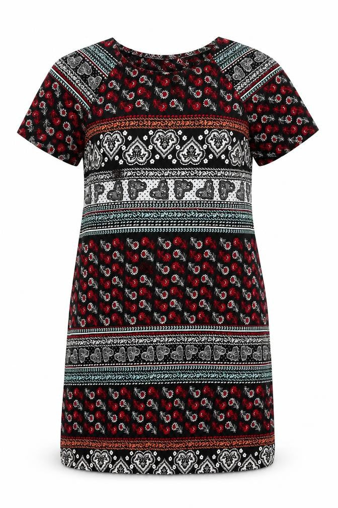 Innocence Womens Multicoloured Geometric Polyester T-Shirt Dress Size 12 Round Neck