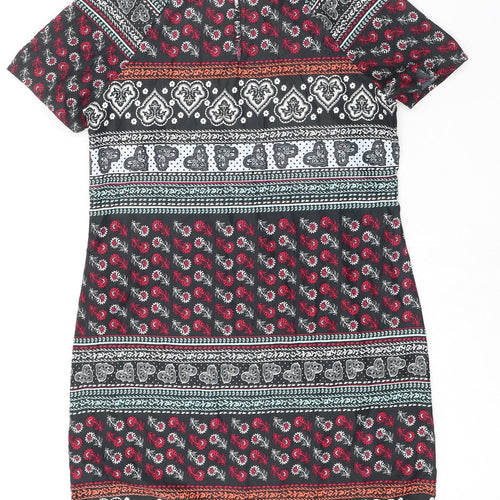 Innocence Womens Multicoloured Geometric Polyester T-Shirt Dress Size 12 Round Neck