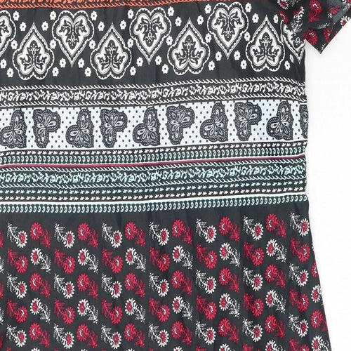 Innocence Womens Multicoloured Geometric Polyester T-Shirt Dress Size 12 Round Neck