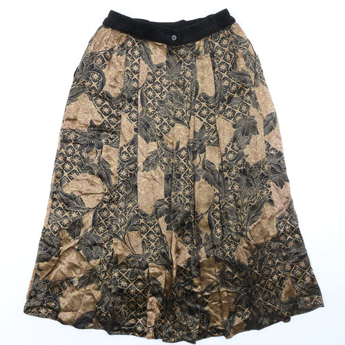 Basler Womens Multicoloured Satin Long Geometric A-Line Skirt Size 10