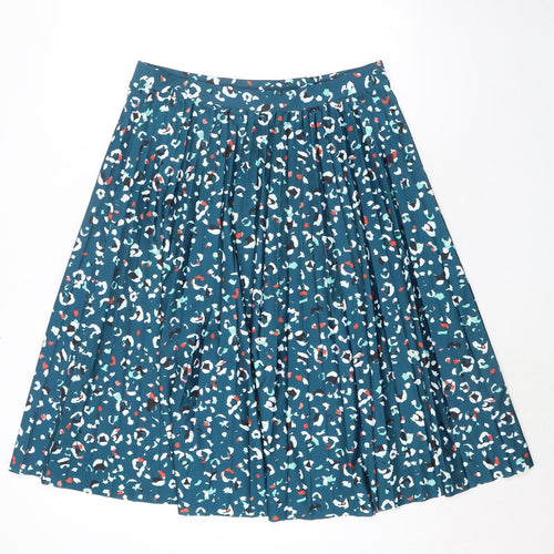 Marks and Spencer Womens Green Geometric Polyester A-Line Skirt Size 14