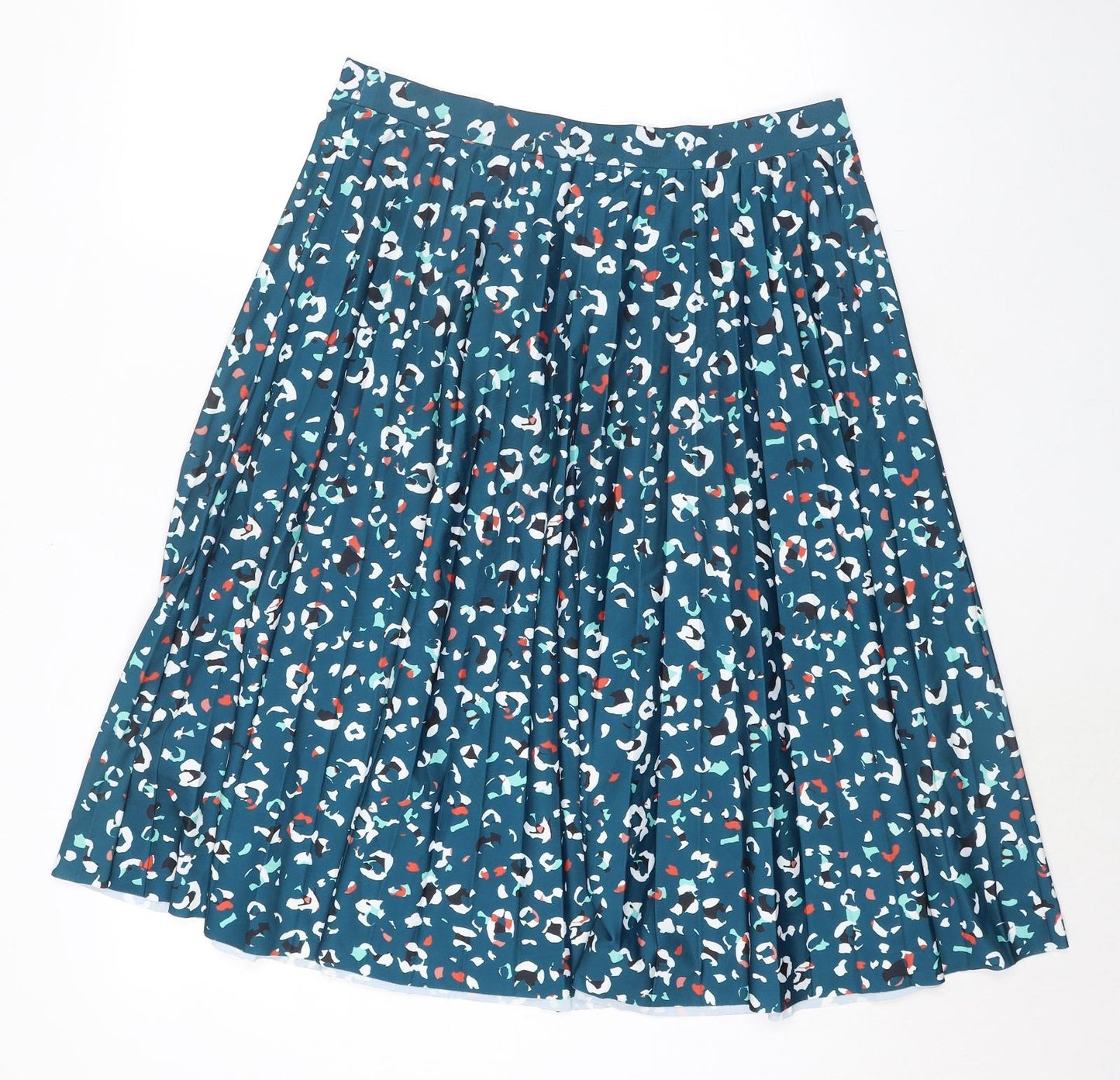 Marks and Spencer Womens Green Geometric Polyester A-Line Skirt Size 14