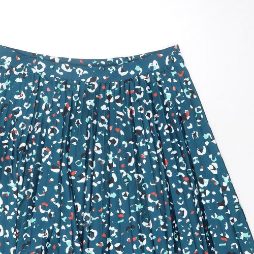 Marks and Spencer Womens Green Geometric Polyester A-Line Skirt Size 14