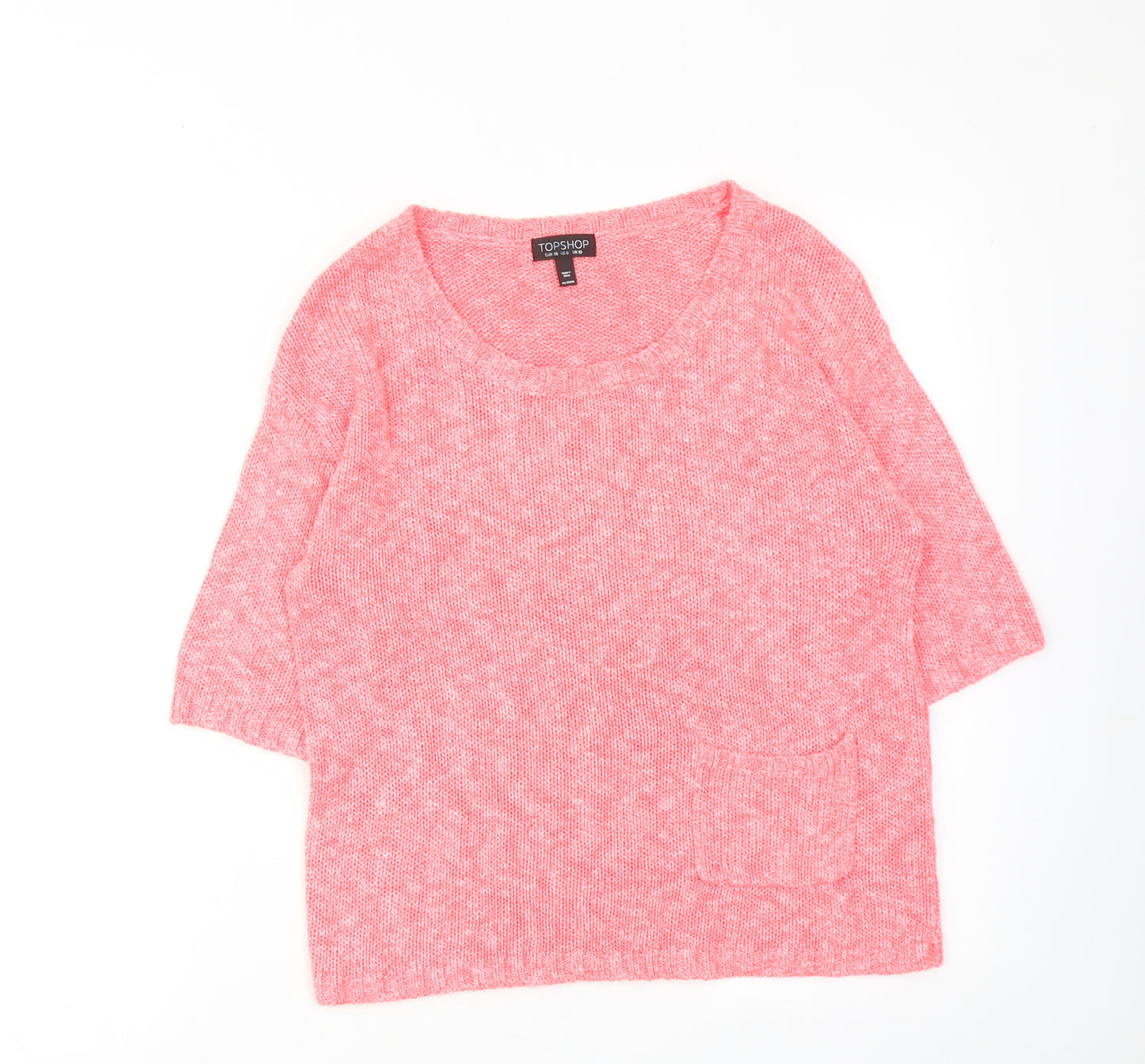 Topshop Womens Pink Round Neck Cotton Pullover Jumper Size 10