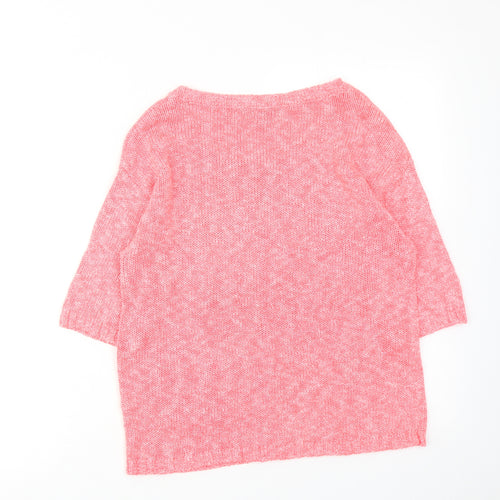 Topshop Womens Pink Round Neck Cotton Pullover Jumper Size 10