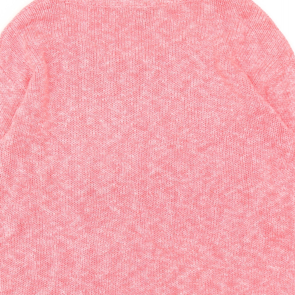 Topshop Womens Pink Round Neck Cotton Pullover Jumper Size 10