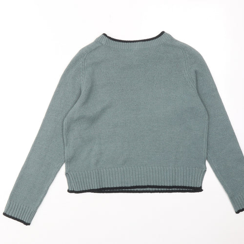 H&M Womens Green Round Neck Acrylic Pullover Jumper Size XS