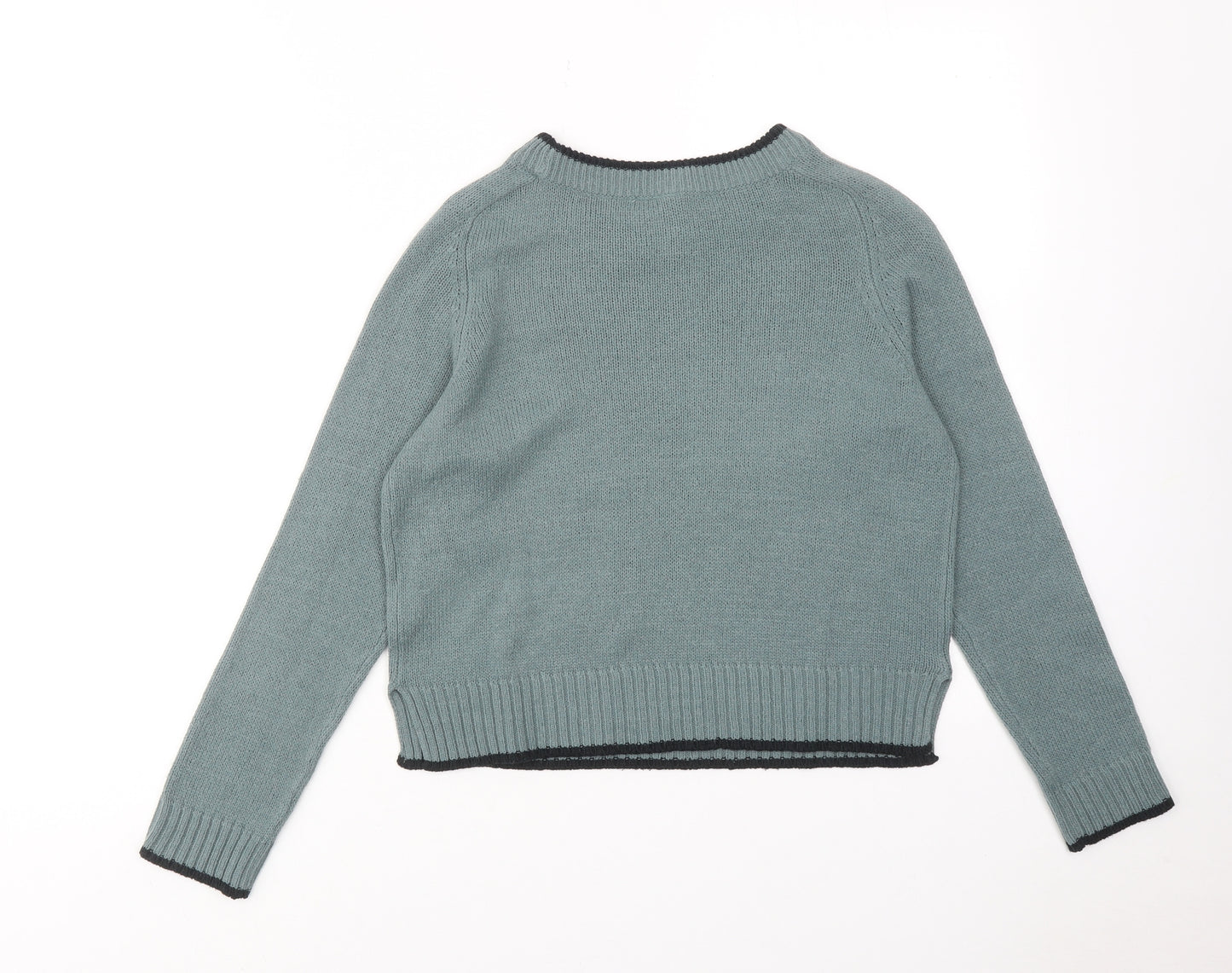 H&M Womens Green Round Neck Acrylic Pullover Jumper Size XS