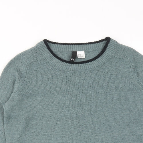 H&M Womens Green Round Neck Acrylic Pullover Jumper Size XS