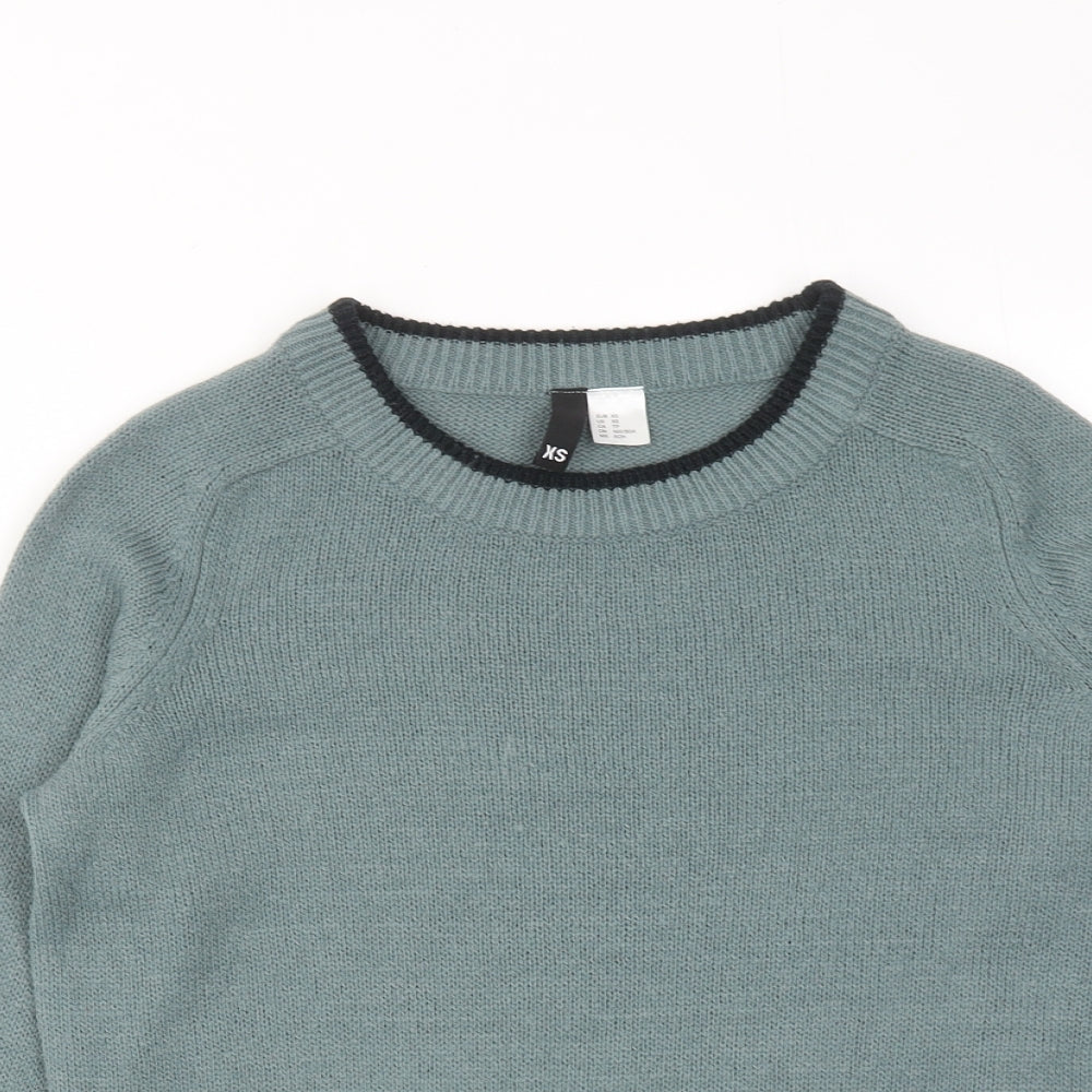 H&M Womens Green Round Neck Acrylic Pullover Jumper Size XS