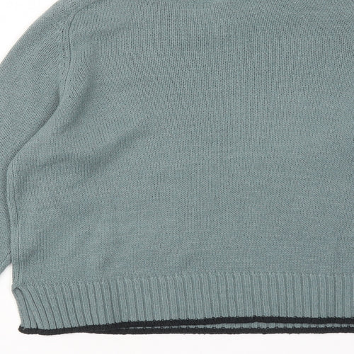 H&M Womens Green Round Neck Acrylic Pullover Jumper Size XS
