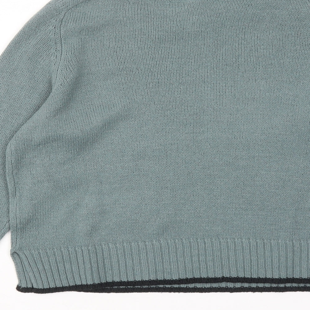 H&M Womens Green Round Neck Acrylic Pullover Jumper Size XS