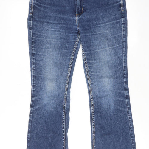 Marks and Spencer Womens Blue Cotton Bootcut Jeans Size 12 Slim Zip