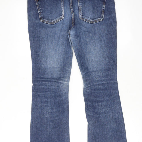 Marks and Spencer Womens Blue Cotton Bootcut Jeans Size 12 Slim Zip