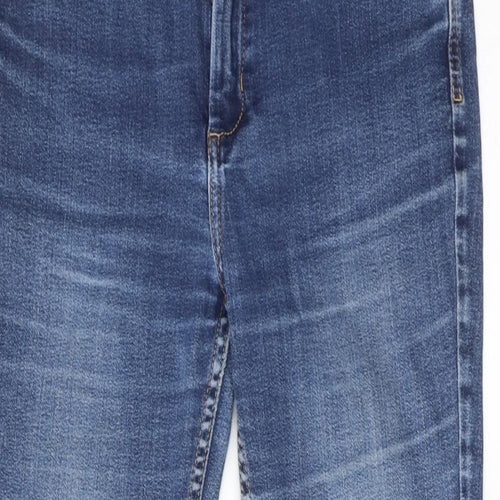 Marks and Spencer Womens Blue Cotton Bootcut Jeans Size 12 Slim Zip