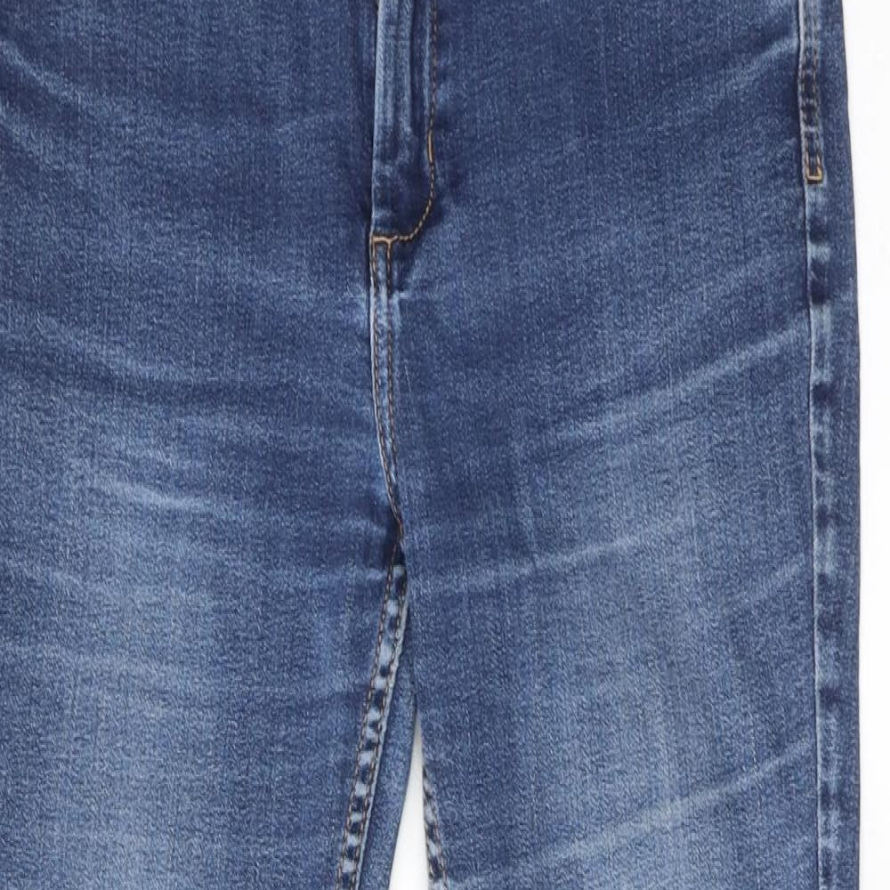 Marks and Spencer Womens Blue Cotton Bootcut Jeans Size 12 Slim Zip