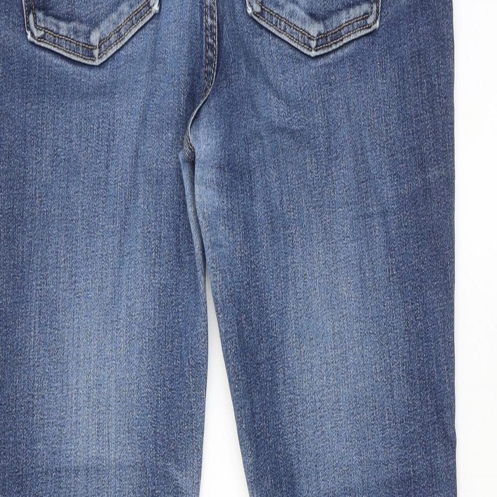 Marks and Spencer Womens Blue Cotton Bootcut Jeans Size 12 Slim Zip