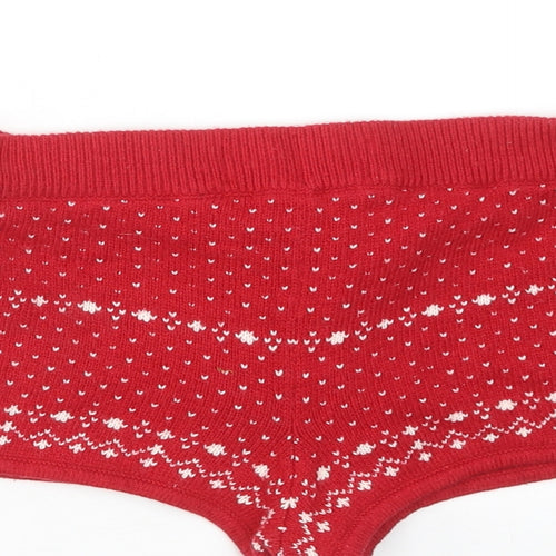 Abercrombie & Fitch Womens Red Geometric Cotton Hot Pants Shorts Size S Regular Drawstring - Christmas Reindeer