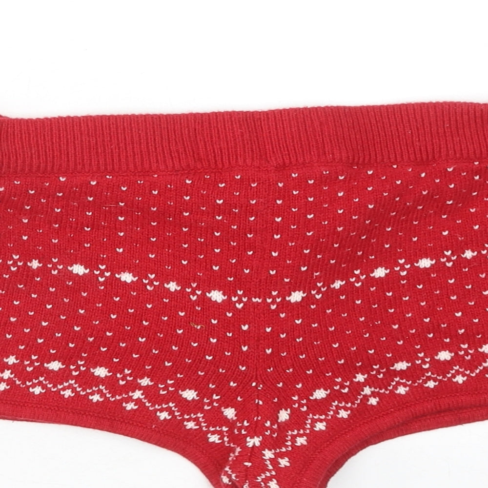Abercrombie & Fitch Womens Red Geometric Cotton Hot Pants Shorts Size S Regular Drawstring - Christmas Reindeer