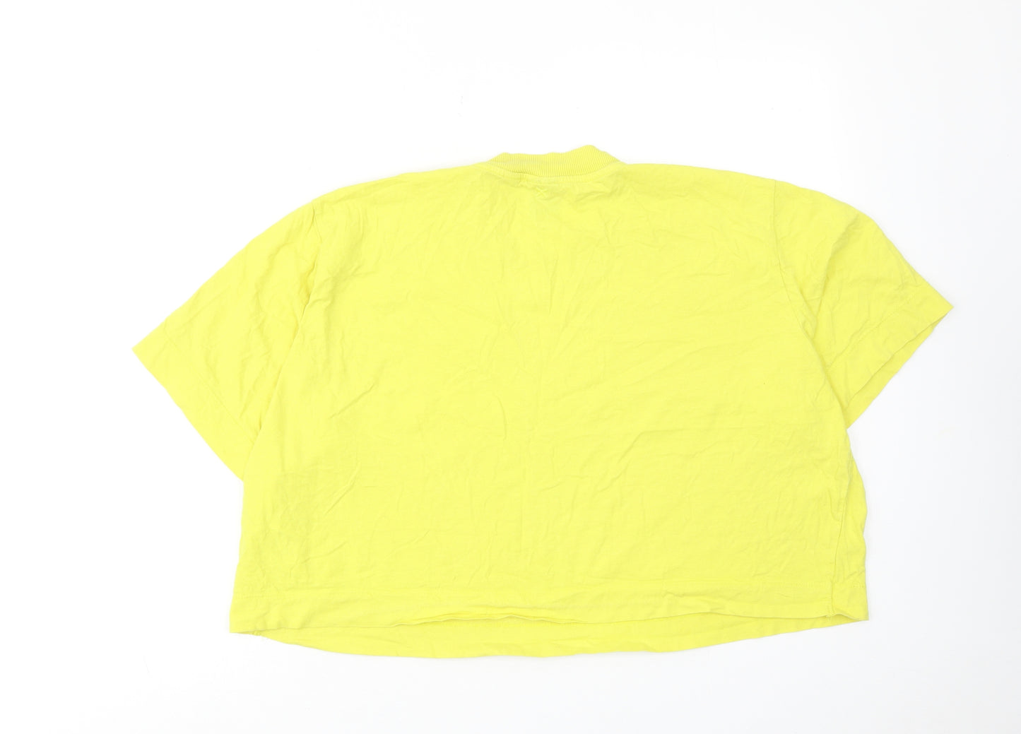 COLLUSION Womens Yellow Cotton Cropped T-Shirt Size 18 Round Neck