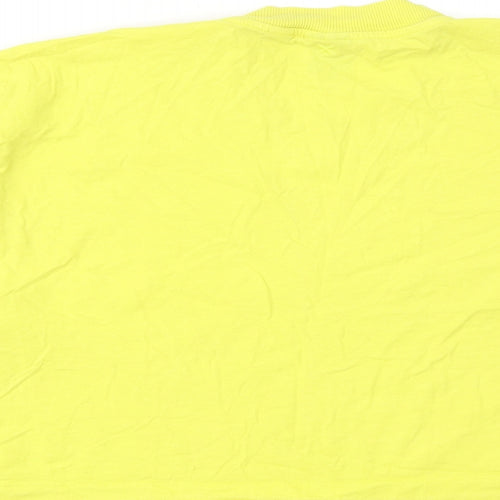 COLLUSION Womens Yellow Cotton Cropped T-Shirt Size 18 Round Neck
