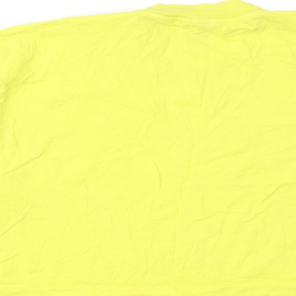 COLLUSION Womens Yellow Cotton Cropped T-Shirt Size 18 Round Neck