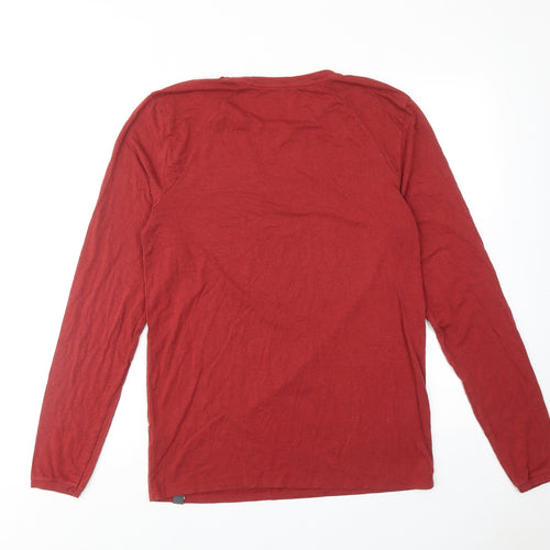 Bamboo Mens Red Viscose T-Shirt Size S Round Neck