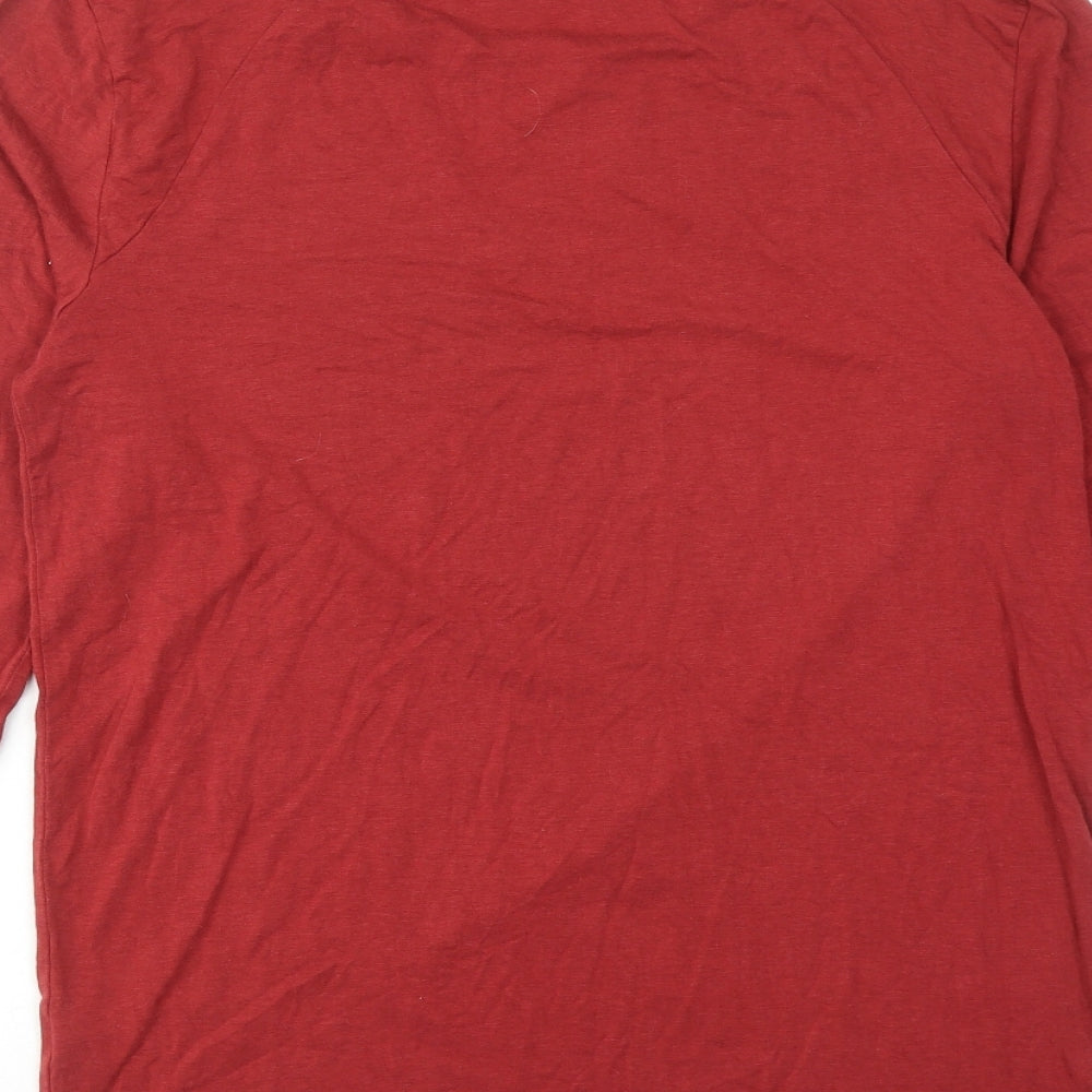 Bamboo Mens Red Viscose T-Shirt Size S Round Neck