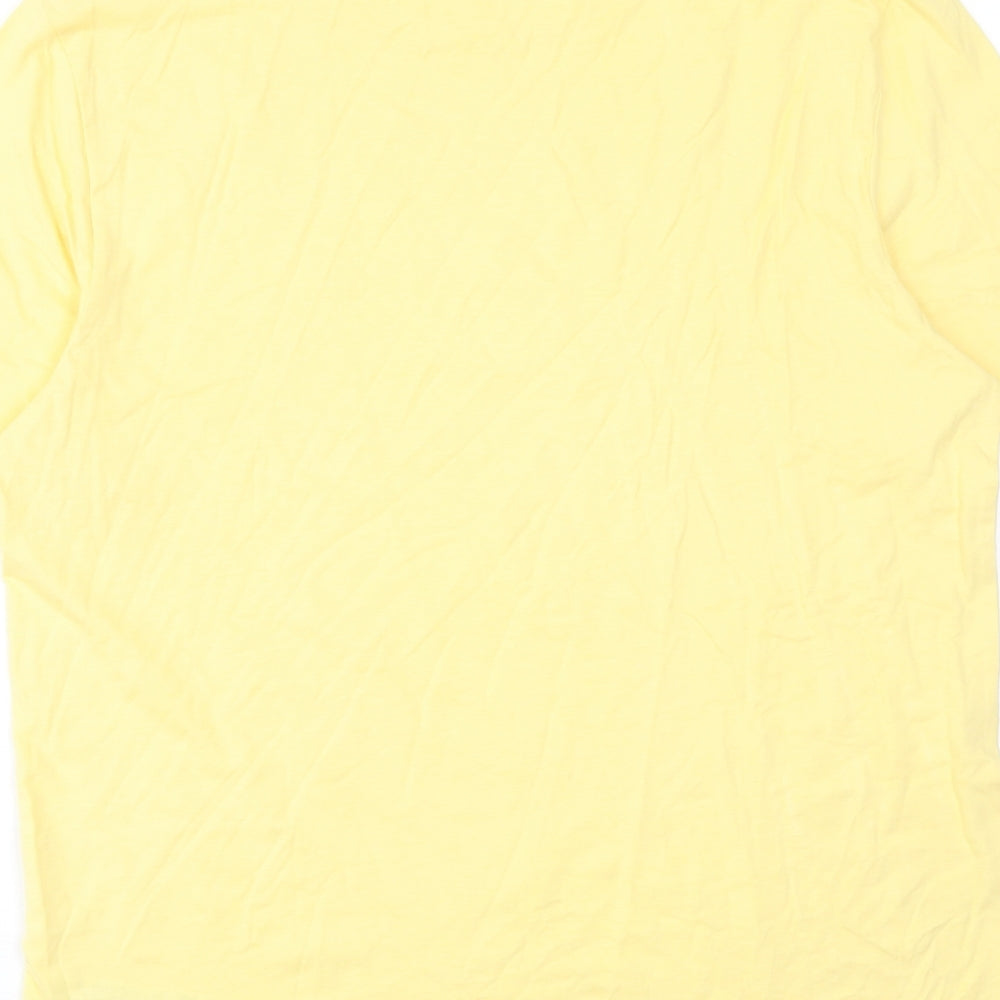 Marks and Spencer Mens Yellow Cotton T-Shirt Size M Round Neck