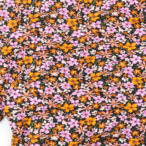 Faith Womens Multicoloured Floral Cotton Wrap Blouse Size 14 V-Neck