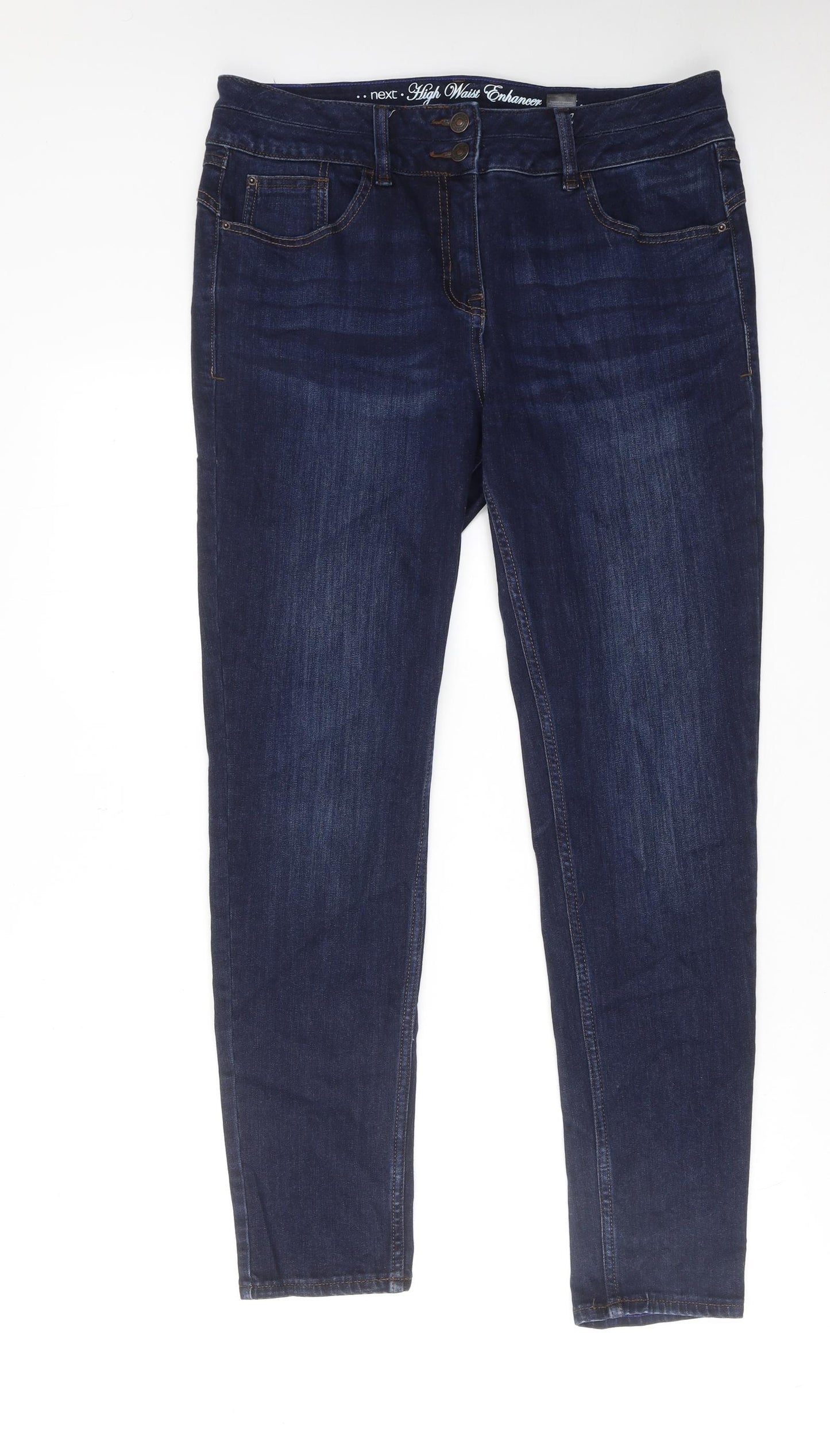 NEXT Womens Blue Cotton Skinny Jeans Size 14 L30 in Regular Zip