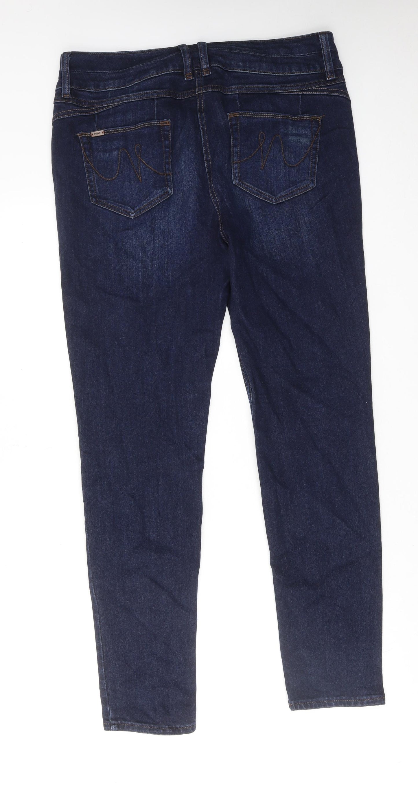 NEXT Womens Blue Cotton Skinny Jeans Size 14 L30 in Regular Zip