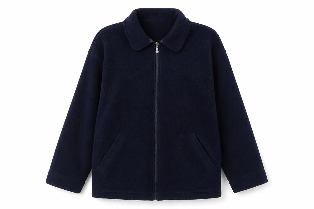 Front view of Marks & Spencer women’s blue jacket, size UK 12, zip