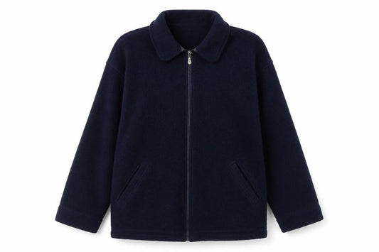 Front view of Marks & Spencer women’s blue jacket, size UK 12, zip