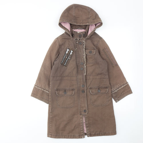 Marks and Spencer Girls Green Trench Coat Coat Size 6-7 Years Zip