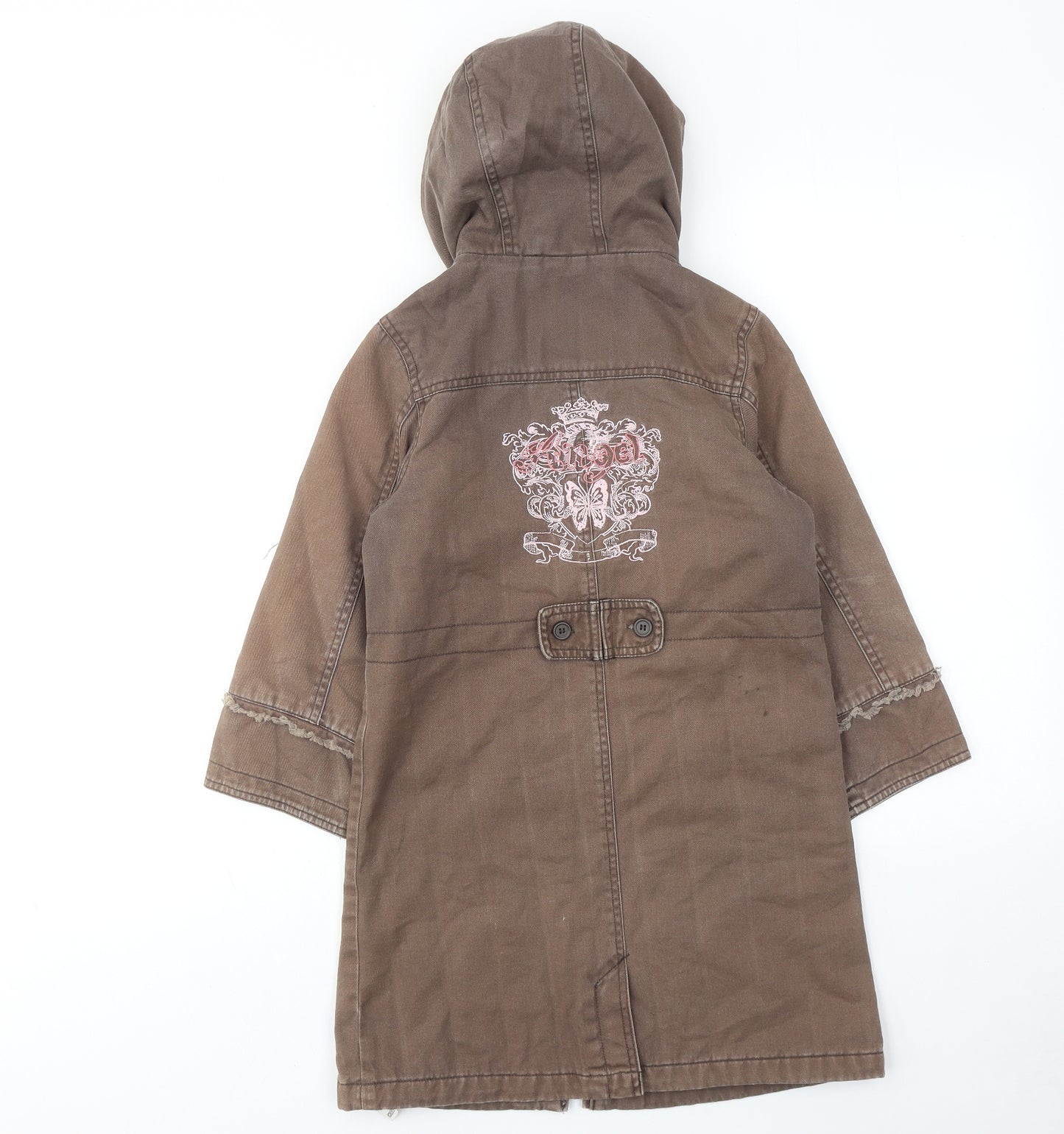 Marks and Spencer Girls Green Trench Coat Coat Size 6-7 Years Zip