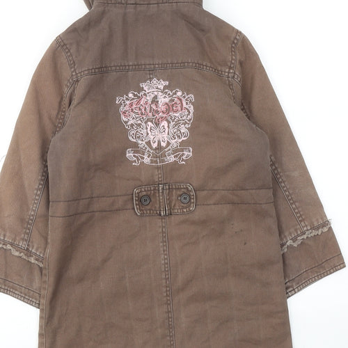 Marks and Spencer Girls Green Trench Coat Coat Size 6-7 Years Zip