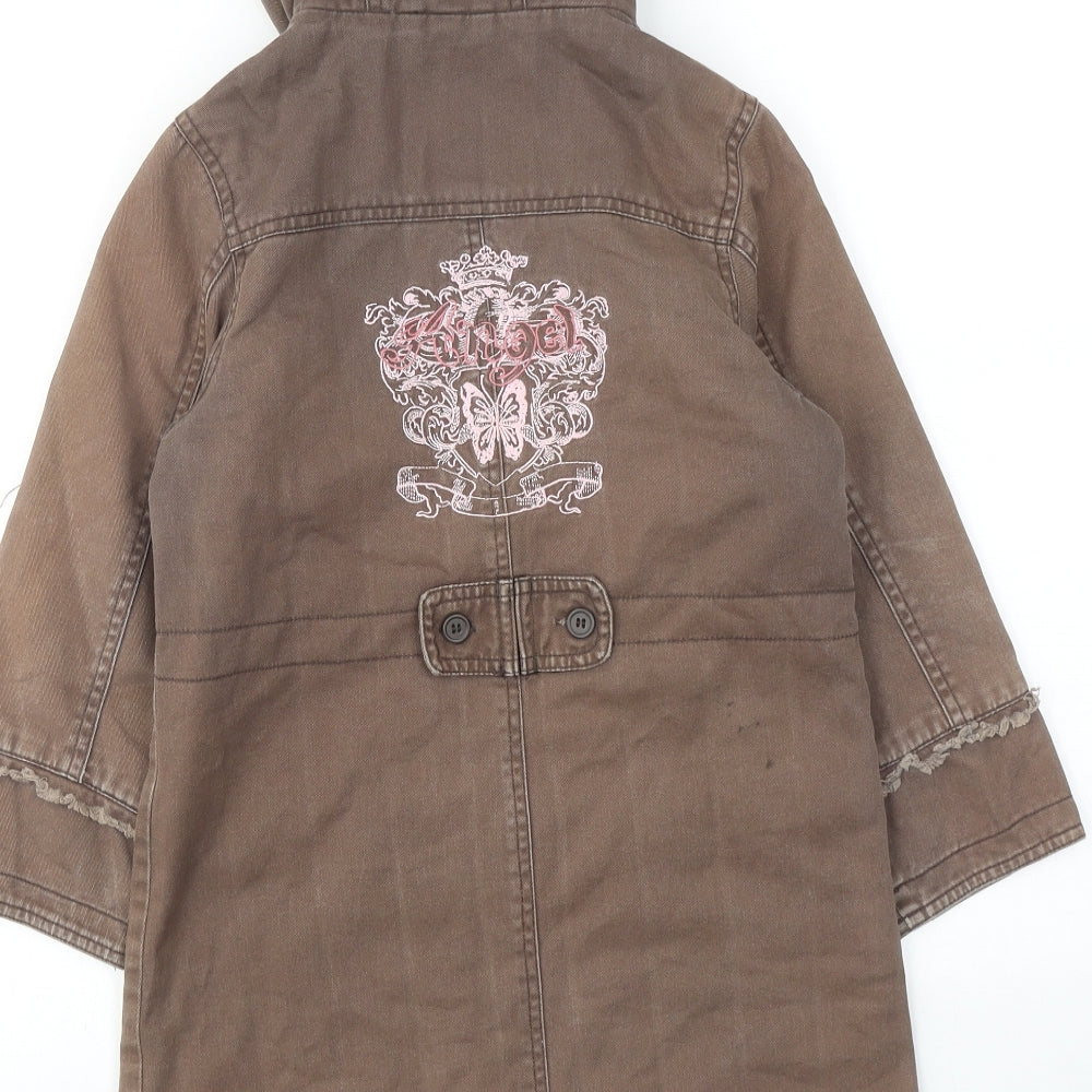 Marks and Spencer Girls Green Trench Coat Coat Size 6-7 Years Zip