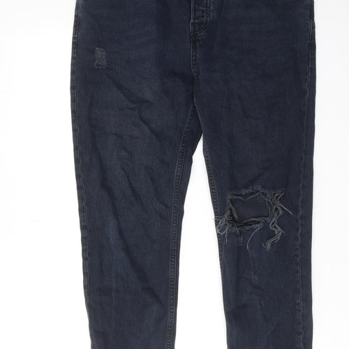 Topshop Womens Blue Cotton Tapered Jeans Size 30 in L30 in Regular Zip