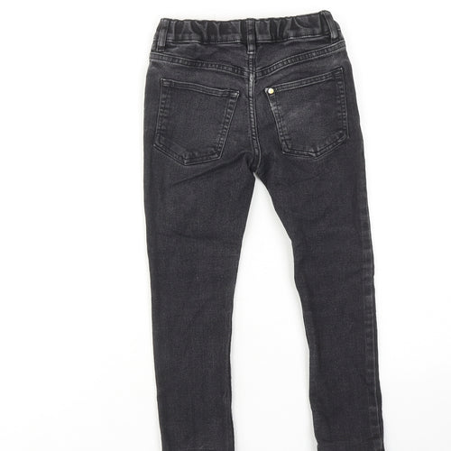 H&M Boys Black Cotton Skinny Jeans Size 5-6 Years Regular Zip