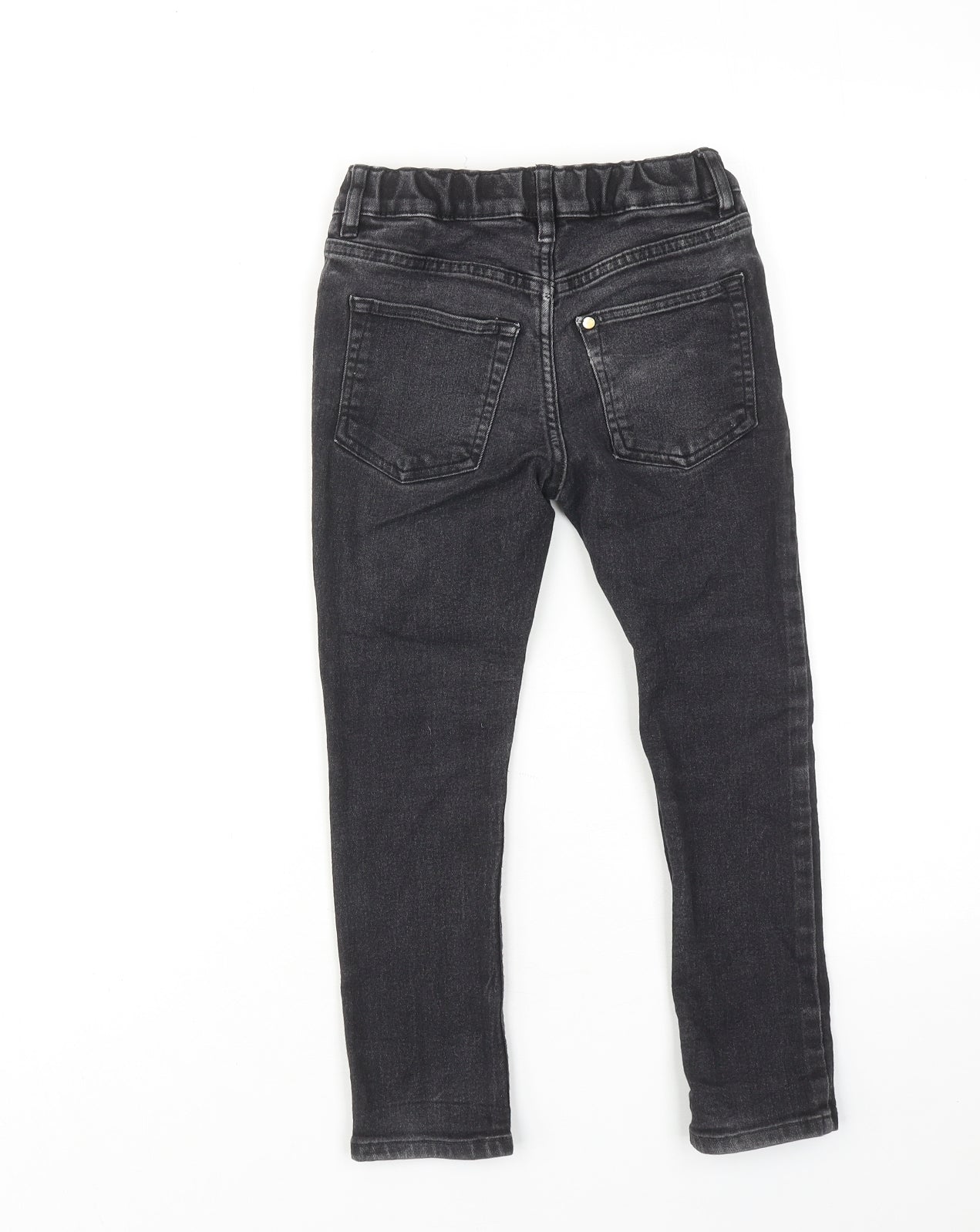 H&M Boys Black Cotton Skinny Jeans Size 5-6 Years Regular Zip