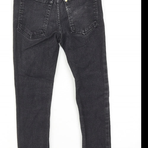 H&M Boys Black Cotton Skinny Jeans Size 5-6 Years Regular Zip