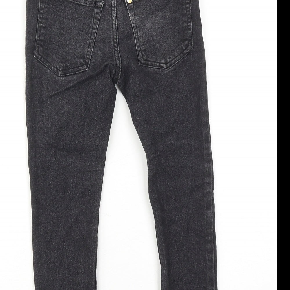 H&M Boys Black Cotton Skinny Jeans Size 5-6 Years Regular Zip