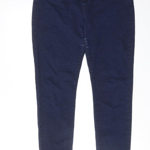 Marks and Spencer Womens Blue Cotton Skinny Jeans Size 16 Regular Zip