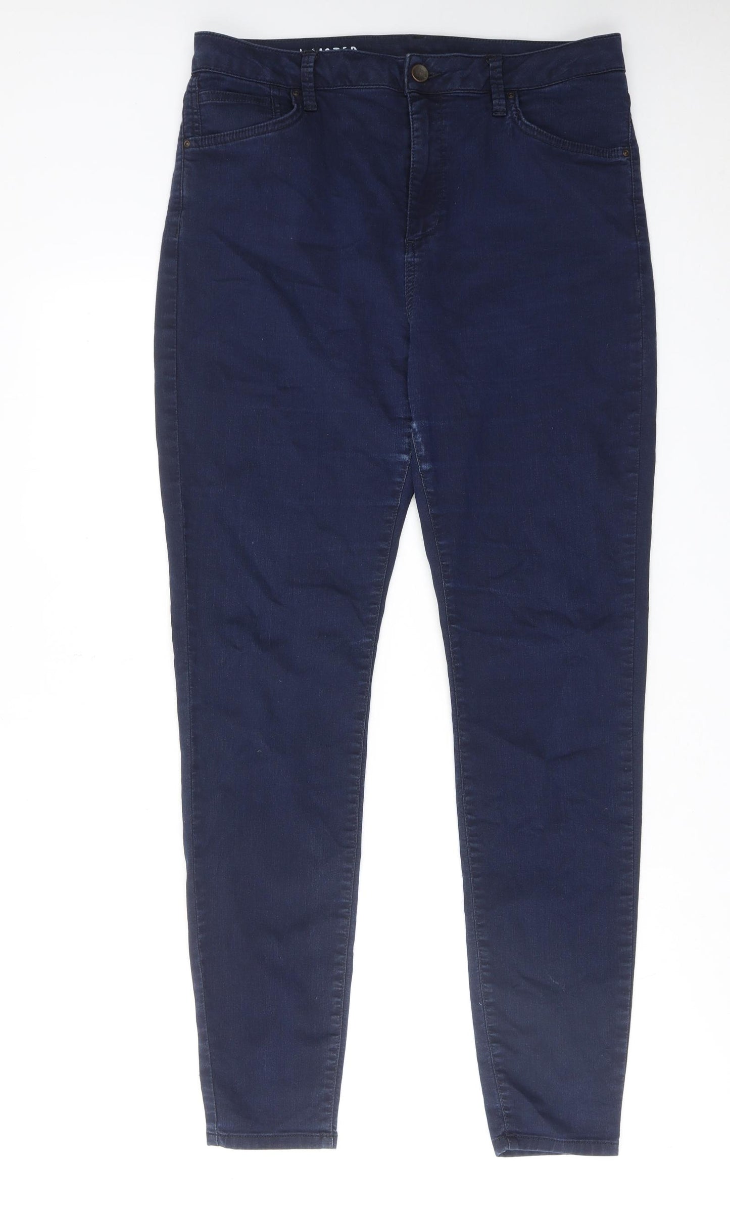 Marks and Spencer Womens Blue Cotton Skinny Jeans Size 16 Regular Zip
