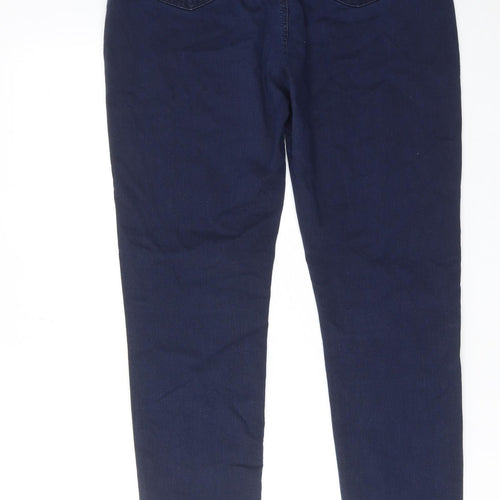 Marks and Spencer Womens Blue Cotton Skinny Jeans Size 16 Regular Zip
