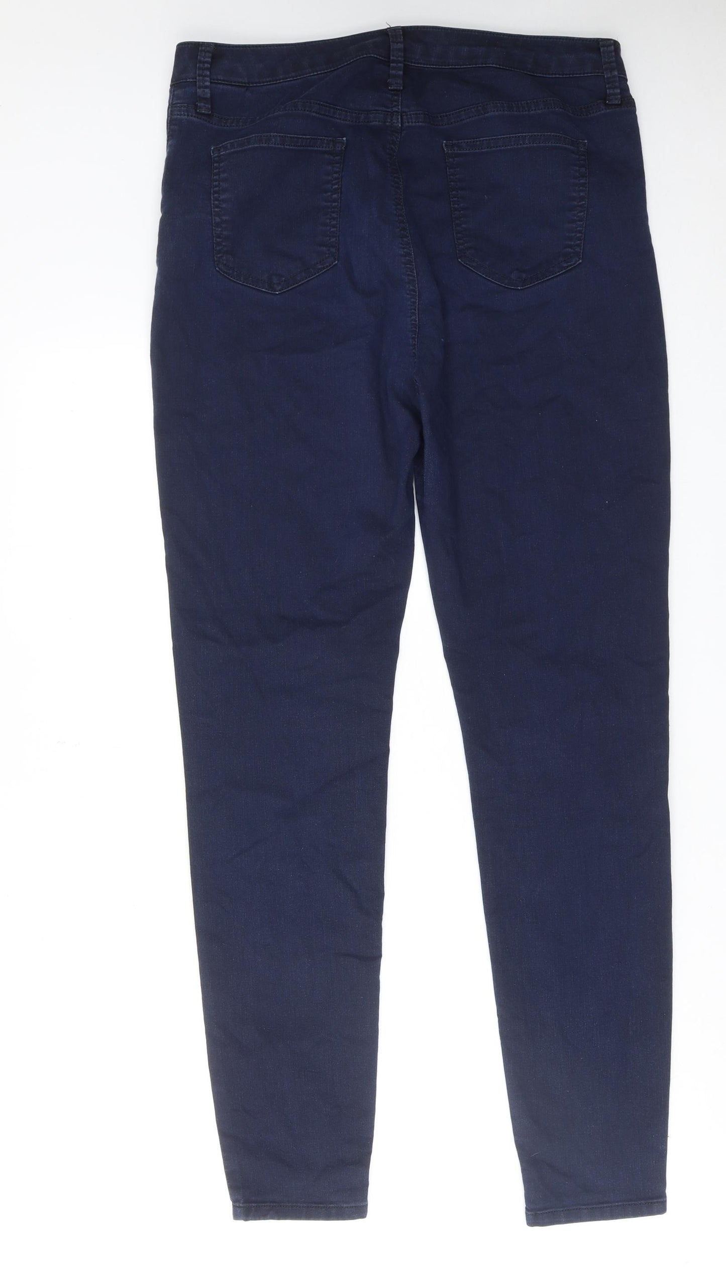 Marks and Spencer Womens Blue Cotton Skinny Jeans Size 16 Regular Zip