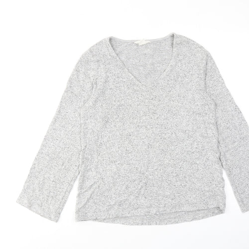 H&M Womens Grey Geometric Polyester Basic Blouse Size XS V-Neck