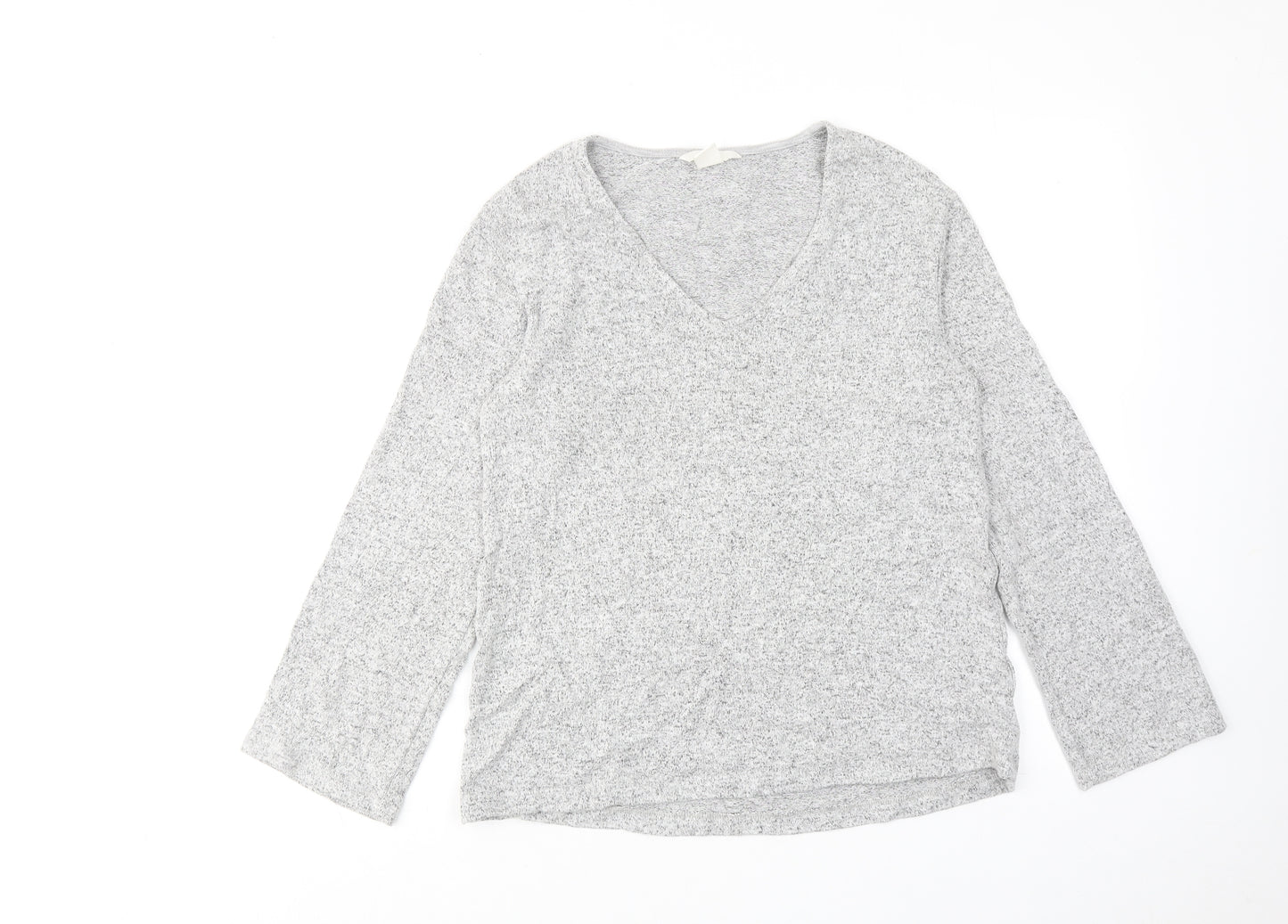 H&M Womens Grey Geometric Polyester Basic Blouse Size XS V-Neck