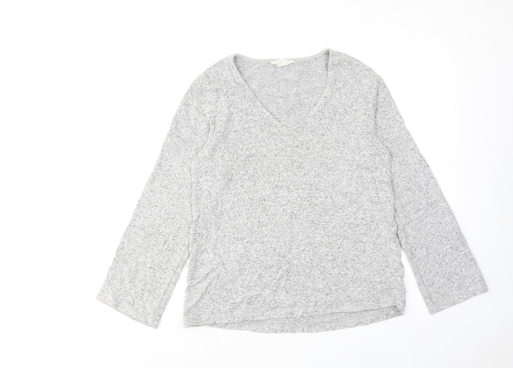 H&M Womens Grey Geometric Polyester Basic Blouse Size XS V-Neck